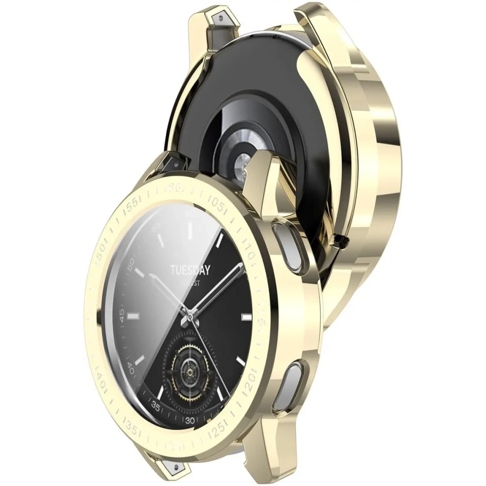 Etui z osłoną ekranu Bizon Case Watch Felipe do Xiaomi Watch S3 47 mm złote