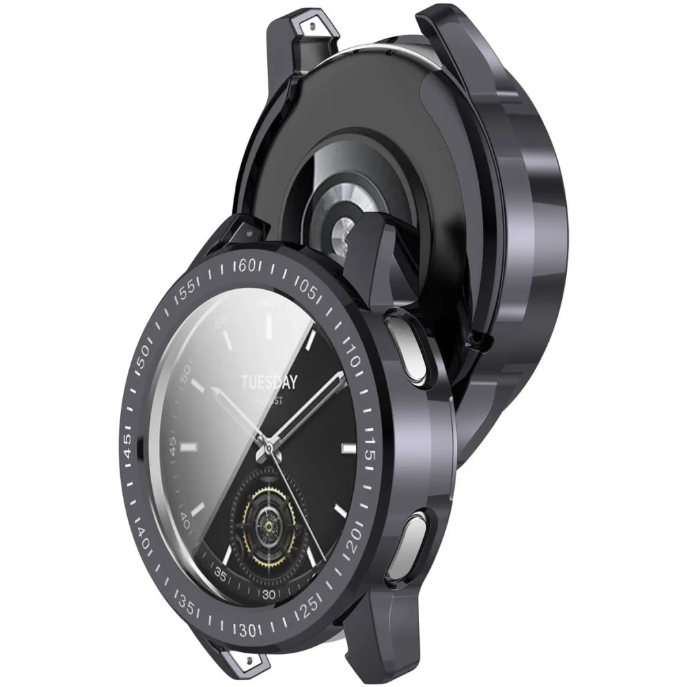 Etui z osłoną ekranu Bizon Case Watch Felipe do Xiaomi Watch S3 47 mm szare