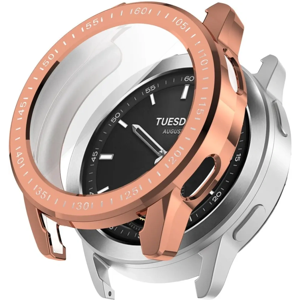 Etui z osłoną ekranu Bizon Case Watch Felipe do Xiaomi Watch S3 47 mm różowozłote