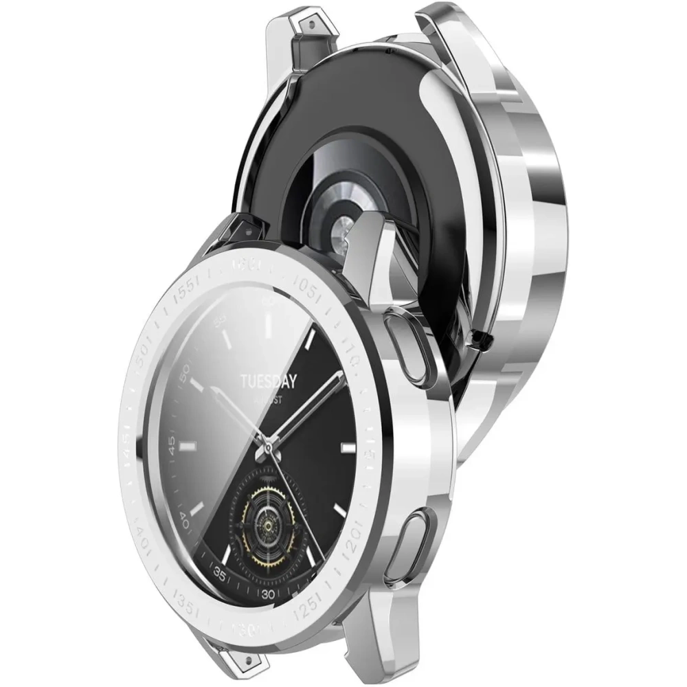 Etui z osłoną ekranu Bizon Case Watch Felipe do Xiaomi Watch S3 47 mm srebrne