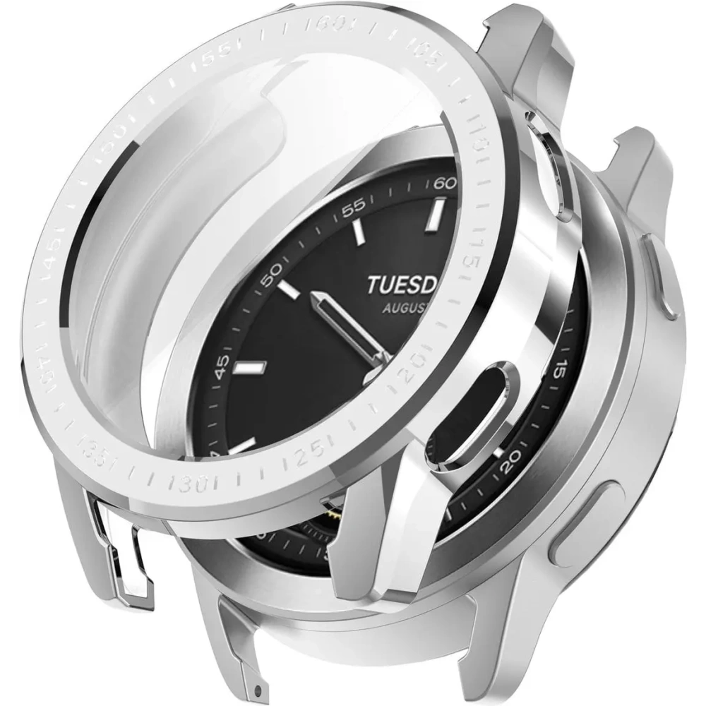 Etui z osłoną ekranu Bizon Case Watch Felipe do Xiaomi Watch S3 47 mm srebrne