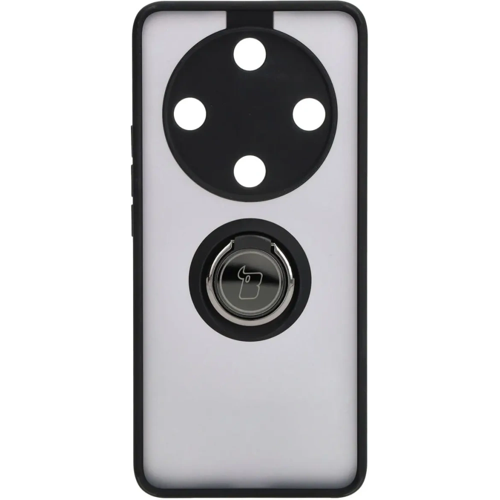 Etui z uchwytem na palec Bizon Case Hybrid Ring do Honor Magic6 Lite przydymione z czarną ramką