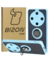 Bizon Case Hybrid Ring Honor Magic6 Lite fumuriu cu un cadru de culoare albastru deschis.