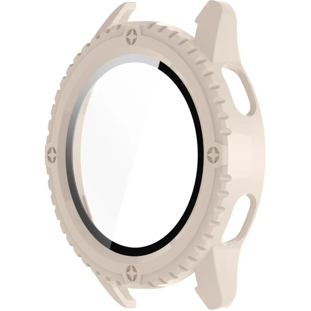 Etui Bizon Case+Glass Watch do Xiaomi Watch S3 47 mm beżowe