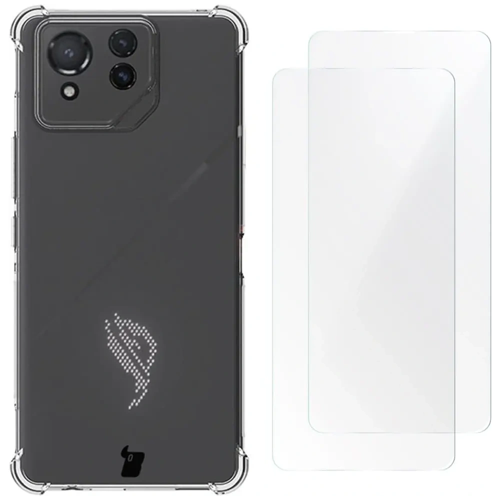 Etui + 2x folia Bizon Case Clear Pack do Asus ROG Phone 8 Pro przezroczyste