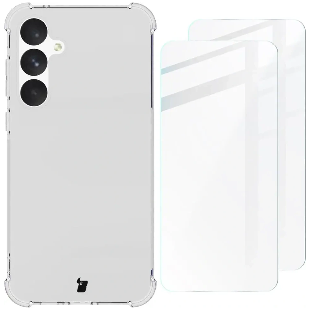 Etui + 2x szkło na ekran Bizon Case Clear Pack do Samsung Galaxy A55 5G przezroczyste
