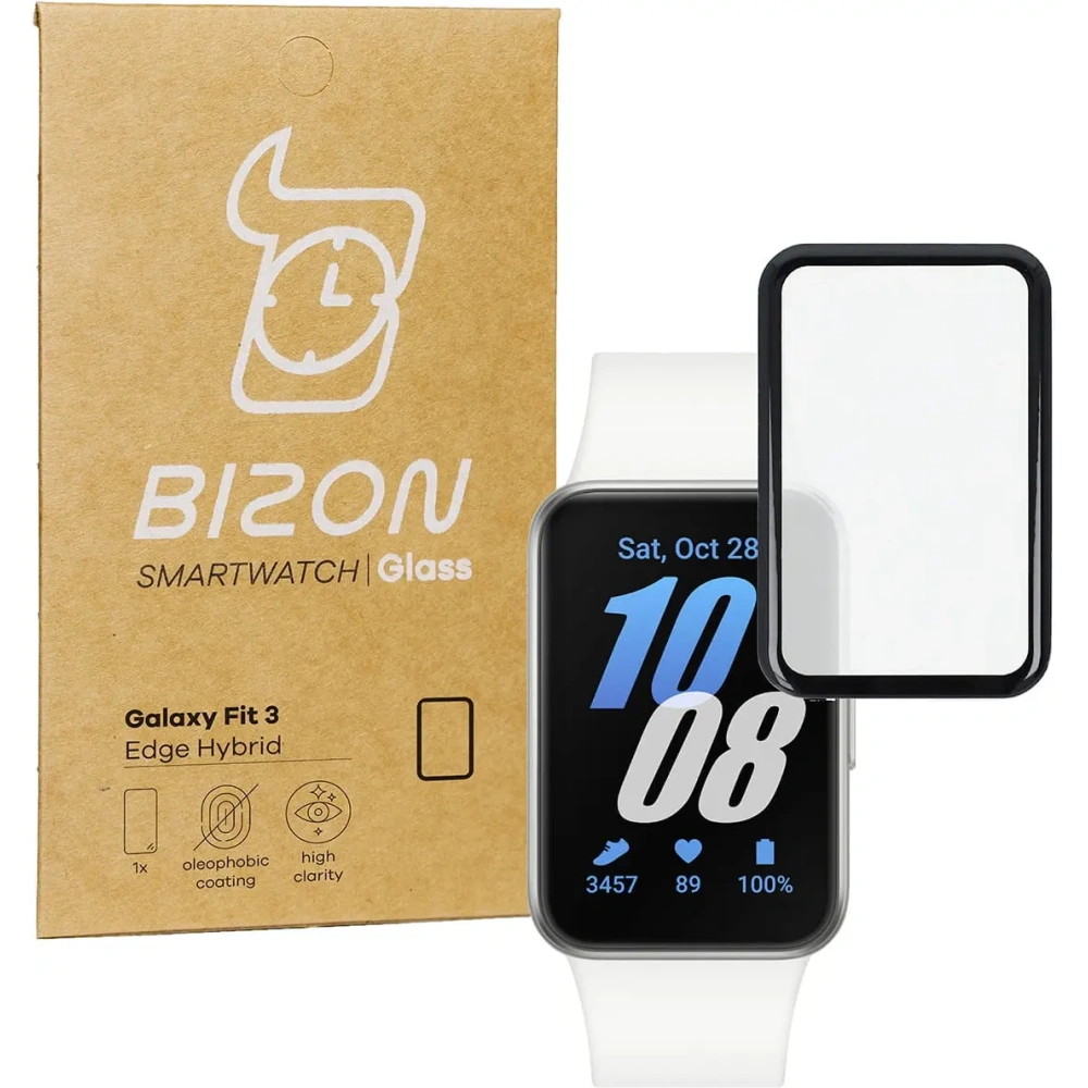 Szkło hybrydowe Bizon Glass Watch Edge Hybrid do Samsung Galaxy Fit 3 czarne