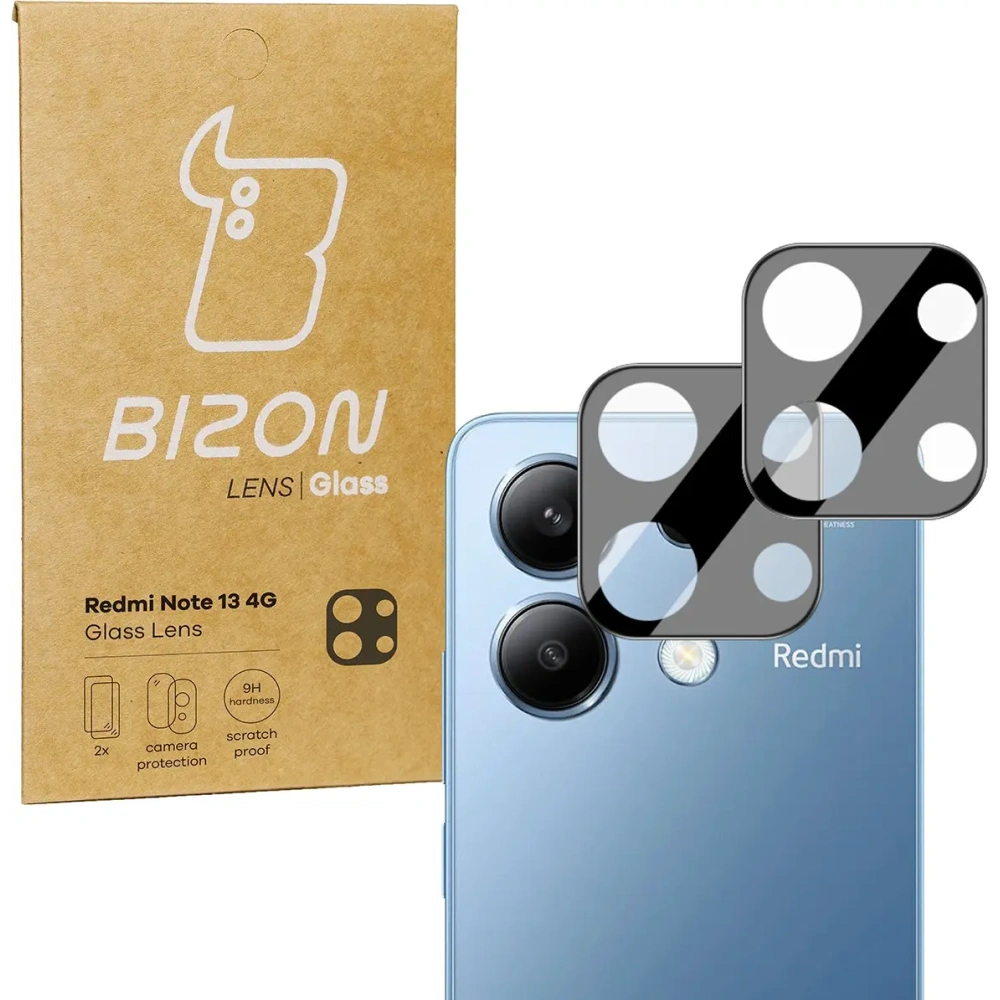 Szkło na aparat Bizon Glass Lens do Xiaomi Redmi Note 13 4G [2 PACK]