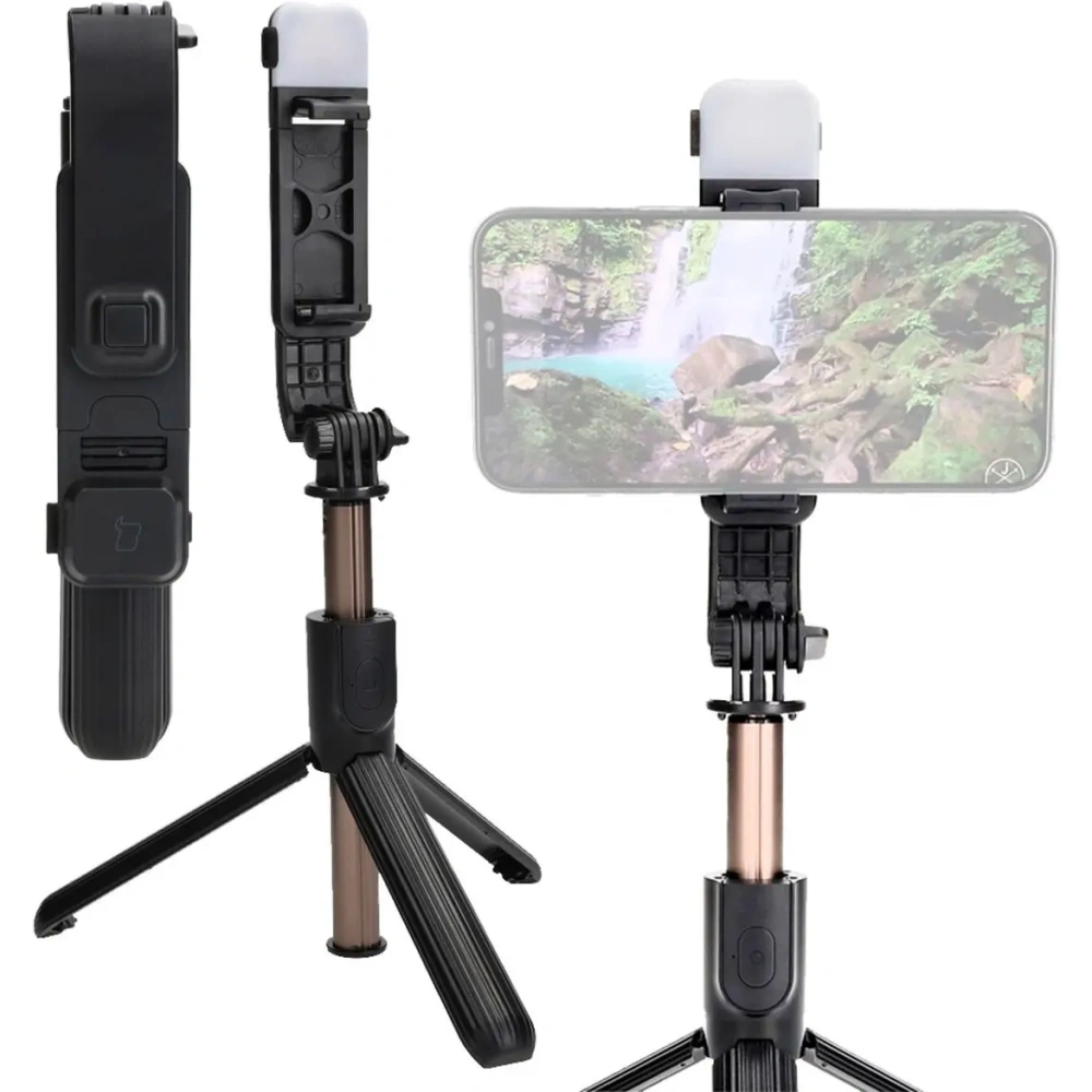 Kijek do selfie / tripod z lampą i pilotem Bizon Accessories Selfie Lamp czarny
