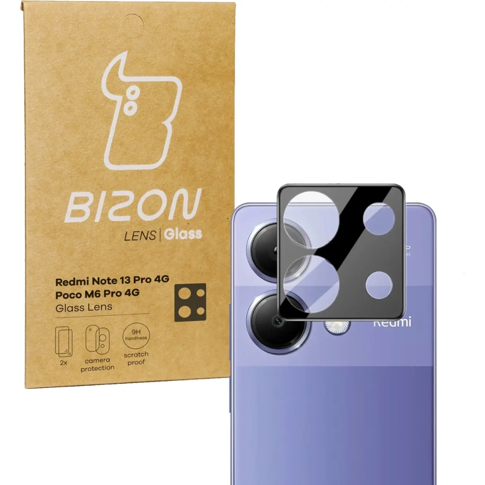 Szkło na aparat Bizon Glass Lens do Xiaomi Redmi Note 13 Pro 4G / LTE / 14S / Poco M6 Pro 4G [2 PACK]