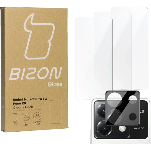 Kup BIZON Clear 3x sticlă de ecran + sticlă pentru cameră Xiaomi Poco X6 / Redmi Note 13 Pro 5G - BIZ5173 - {ean13} - Sklep Home Screen