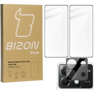 Kup BIZON Edge 2x képernyő üveg + kamera üveg Xiaomi Poco X6 / Redmi Note 13 Pro 5G - BIZ5174 - {ean13} - Sklep Home Screen