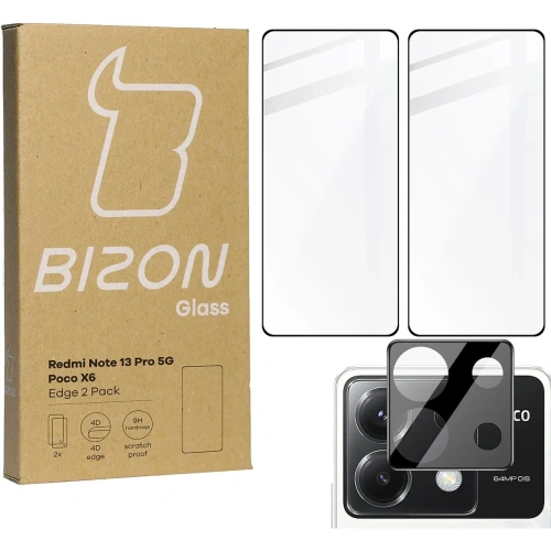 Buy BIZON Edge 2x screen glass + camera glass Xiaomi Poco X6 / Redmi Note 13 Pro 5G - BIZ5174 - {ean13} - Home Screen Store Europe