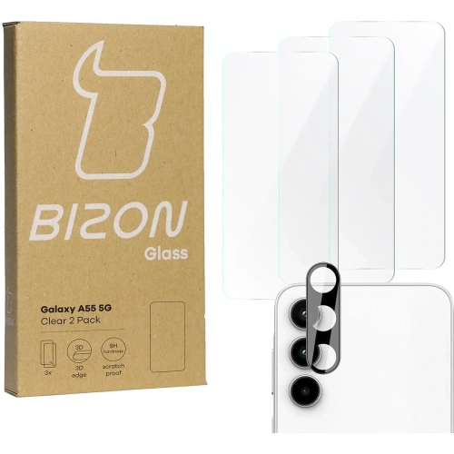 Buy BIZON Clear 3x screen glass + camera glass Samsung Galaxy A55 5G - BIZ4604 - {ean13} - Home Screen Store Europe
