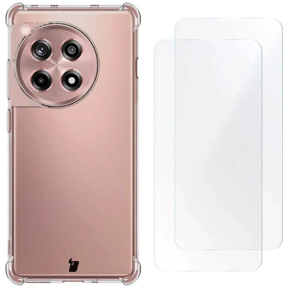 Etui + 2x folia Bizon Case Clear Pack do OnePlus 12R przezroczyste