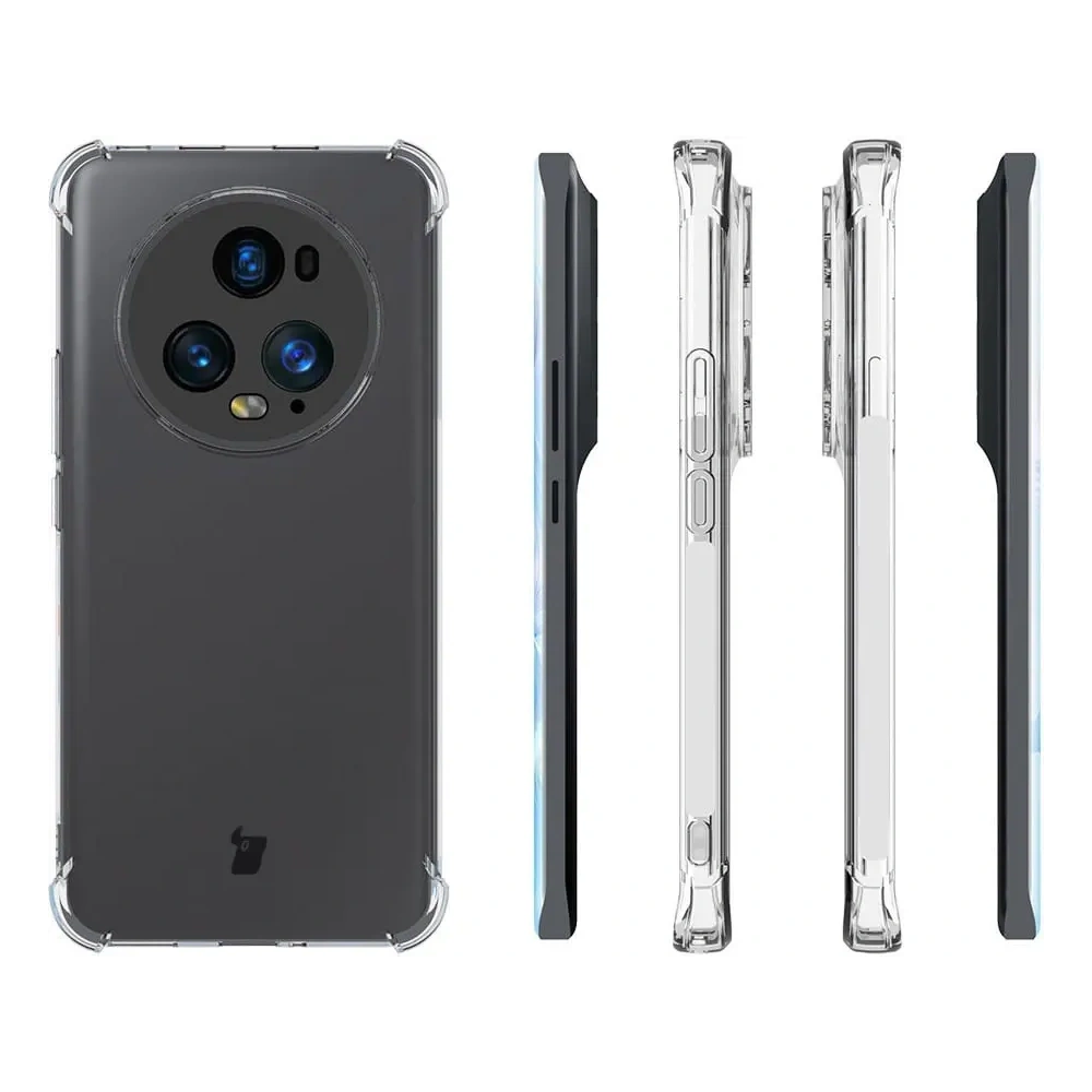 Etui + 2x folia Bizon Case Clear Pack do Honor Magic5 Pro przezroczyste