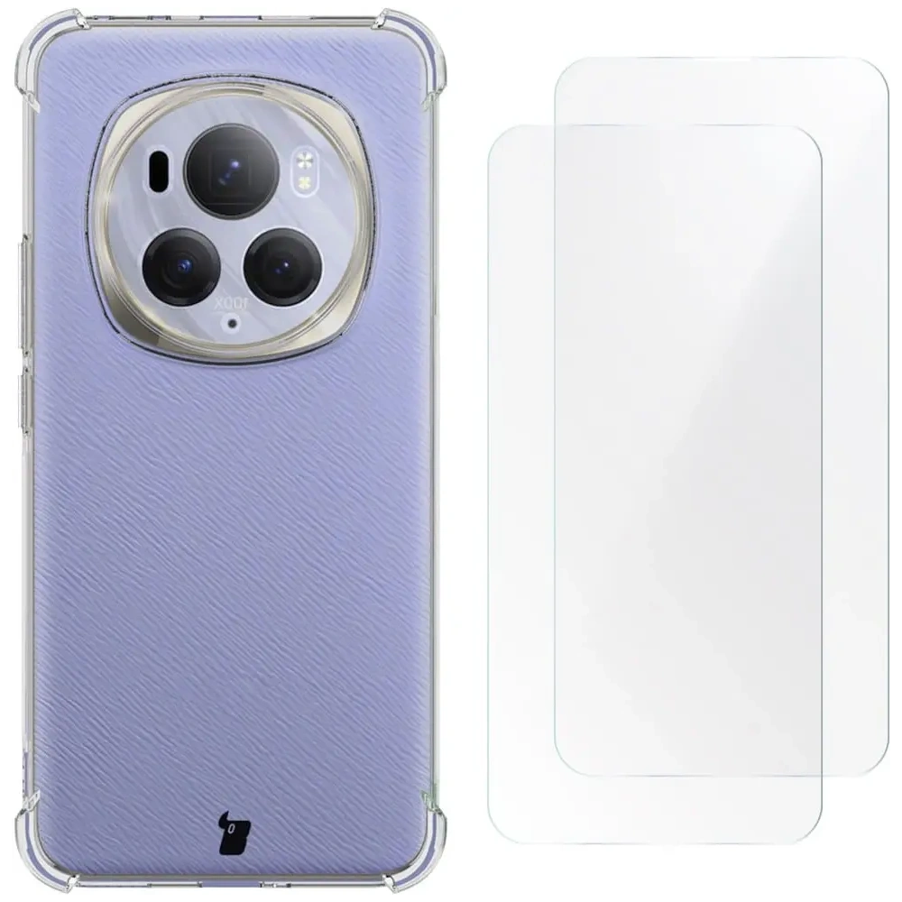 Etui + 2x folia Bizon Case Clear Pack do Honor Magic6 Pro przezroczyste