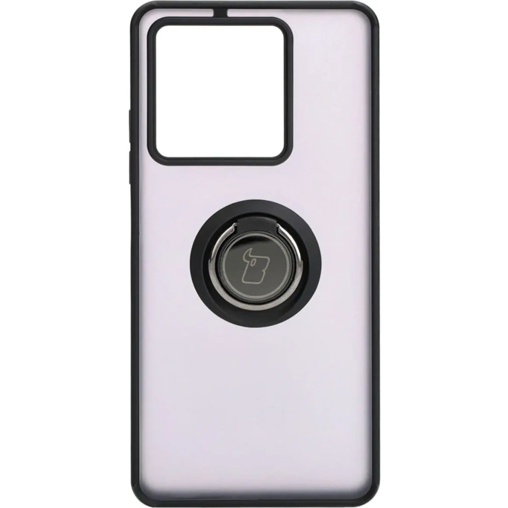 Etui z uchwytem na palec Bizon Case Hybrid Ring do Xiaomi Redmi Note 13 5G przydymione z czarną ramką