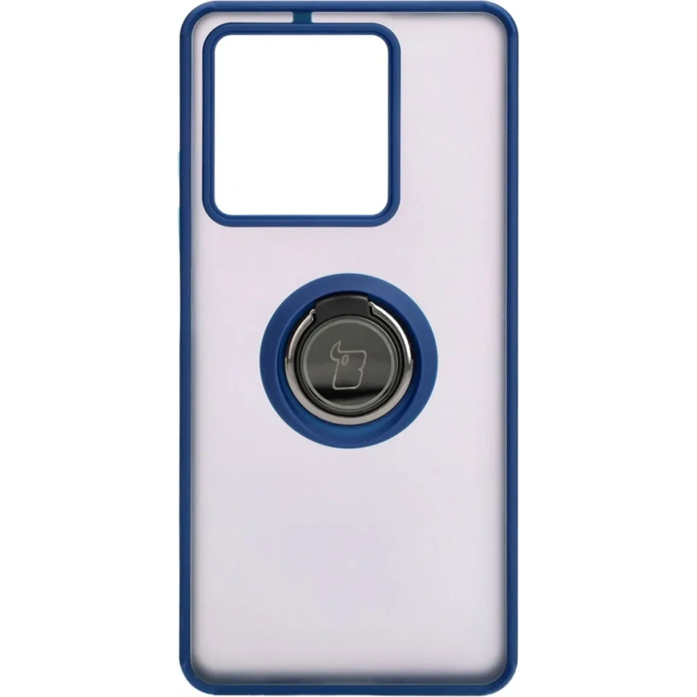 Etui z uchwytem na palec Bizon Case Hybrid Ring do Xiaomi Redmi Note 13 5G przydymione z granatową ramką