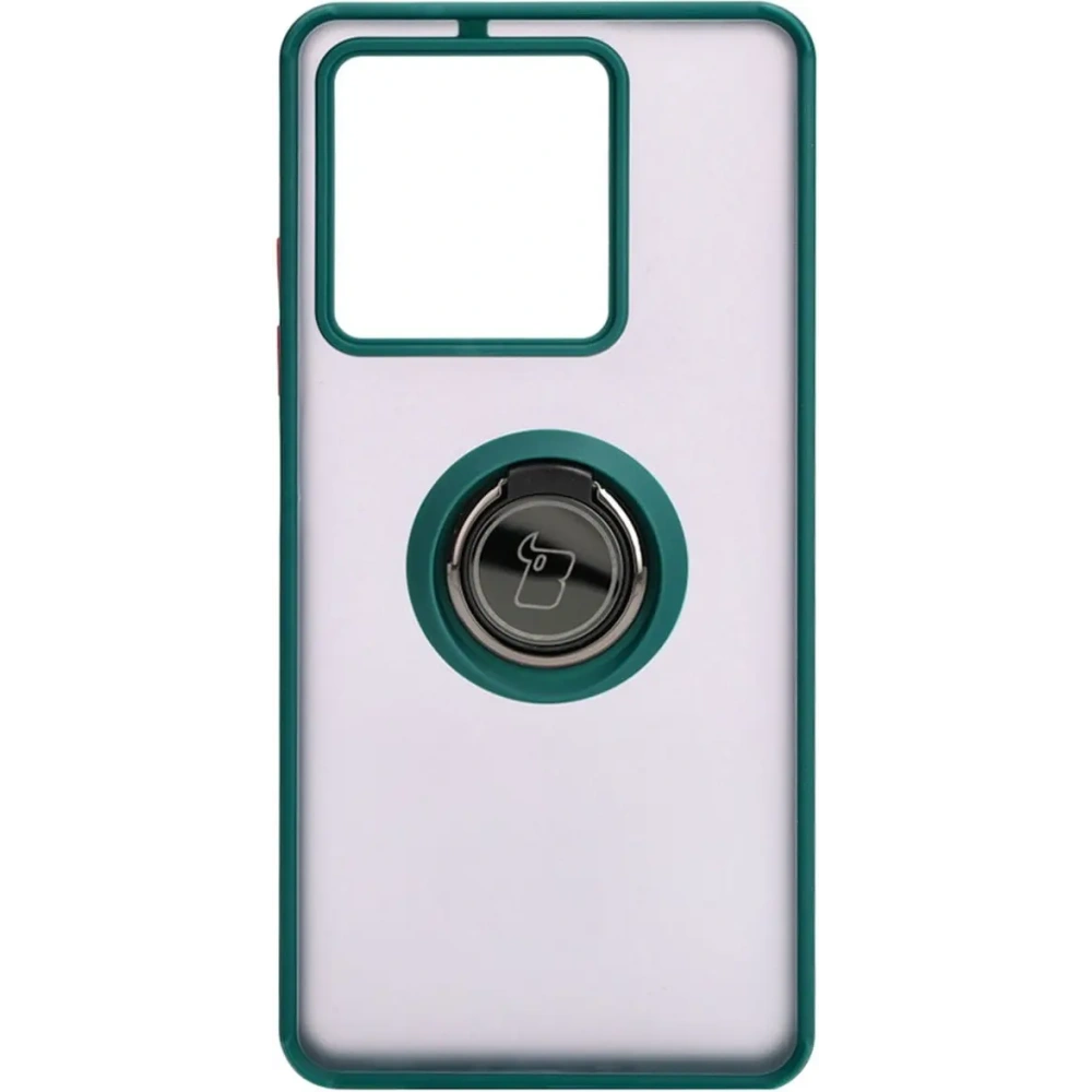 Etui z uchwytem na palec Bizon Case Hybrid Ring do Xiaomi Redmi Note 13 5G przydymione z ciemnozieloną ramką