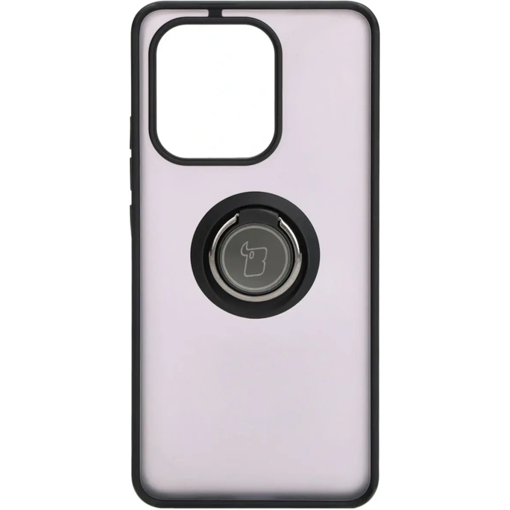 Etui z uchwytem na palec Bizon Case Hybrid Ring do Xiaomi Redmi Note 13 4G przydymione z czarną ramką