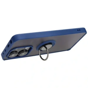 Etui s úchytem na prst Bizon Case Hybrid Ring pro Xiaomi Redmi Note 13 4G kouřové s modrým rámečkem