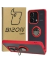Etui z uchwytem na palec Bizon Case Hybrid Ring do Xiaomi Redmi Note 13 4G przydymione z czerwoną ramką