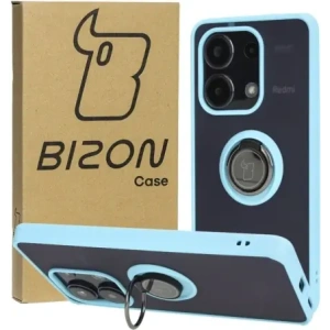 Kup Etui z uchwytem na palec Bizon Case Hybrid Ring do Xiaomi Redmi Note 13 4G przydymione z jasnoniebieską ramką - BIZ5198 - {ean13} - Sklep Home Screen