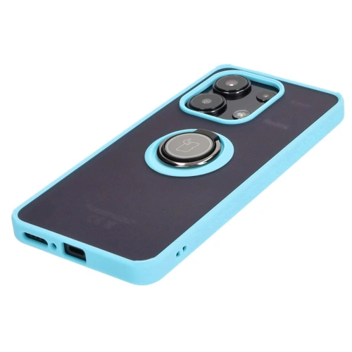 Kup Etui z uchwytem na palec Bizon Case Hybrid Ring do Xiaomi Redmi Note 13 4G przydymione z jasnoniebieską ramką - BIZ5198 - {ean13} - Sklep Home Screen