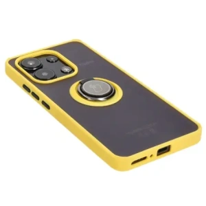 Kup Etui z uchwytem na palec Bizon Case Hybrid Ring do Xiaomi Redmi Note 13 4G przydymione z żółtą ramką - BIZ4628 - {ean13} - Sklep Home Screen
