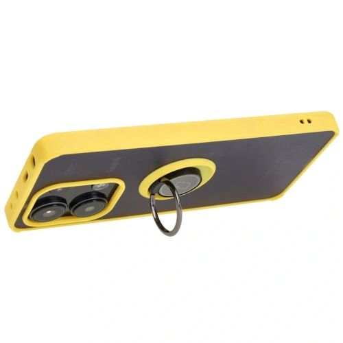 Kup Etui z uchwytem na palec Bizon Case Hybrid Ring do Xiaomi Redmi Note 13 4G przydymione z żółtą ramką - BIZ4628 - {ean13} - Sklep Home Screen