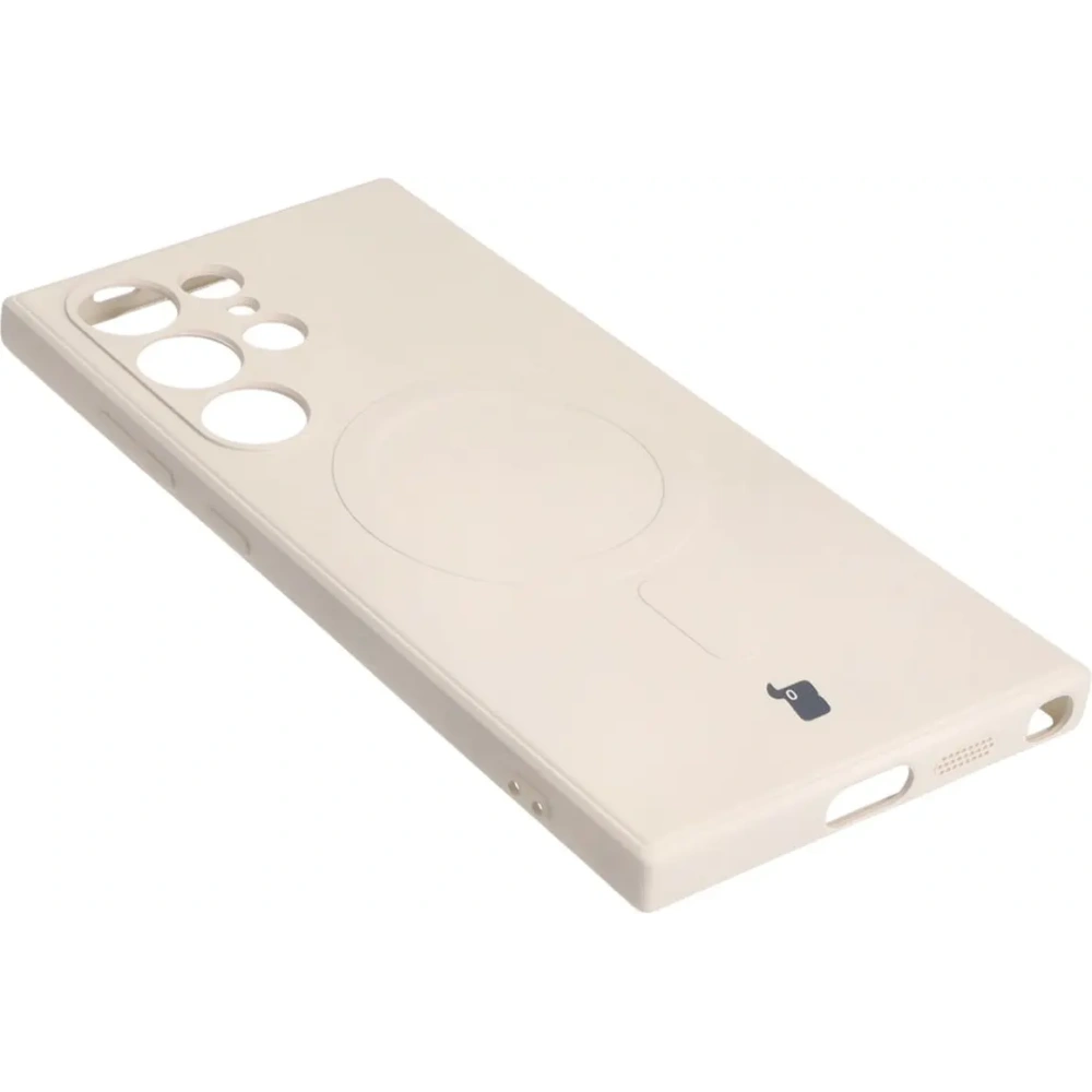 Etui Bizon Case Silicone Magnetic Sq do Samsung Galaxy S24 Ultra beżowe
