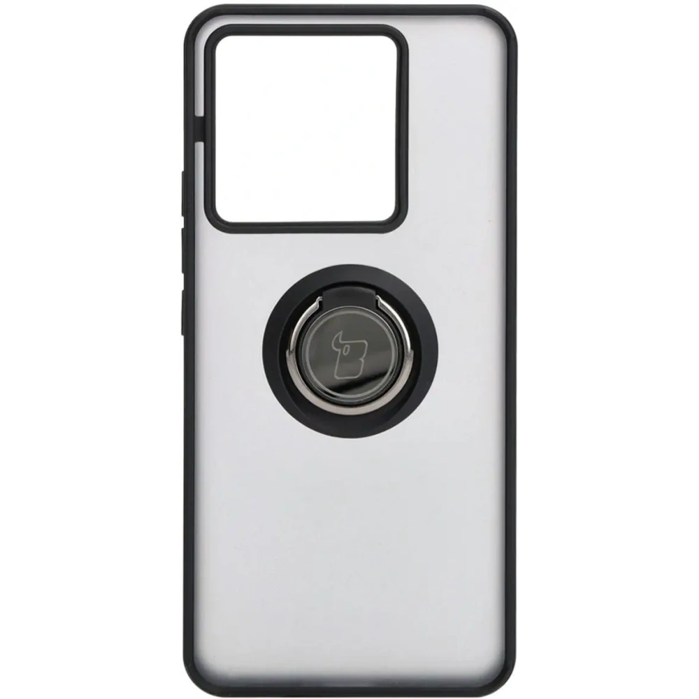 Etui z uchwytem na palec Bizon Case Hybrid Ring do Xiaomi Poco X6 / Xiaomi Redmi Note 13 Pro 5G przydymione z czarną ramką