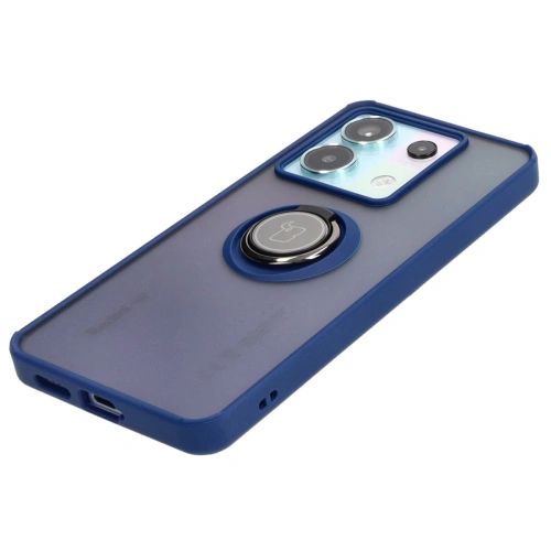 Kup Etui s úchopem na prst Bizon Case Hybrid Ring do Xiaomi Poco X6 / Xiaomi Redmi Note 13 Pro 5G kouřové s modrým rámem - BIZ5217 - {ean13} - Sklep Home Screen