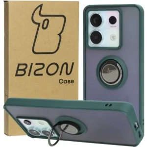 Kup Etui s úchopem na prst Bizon Case Hybrid Ring do Xiaomi Poco X6 / Xiaomi Redmi Note 13 Pro 5G kouřové s tmavozeleným rámečkem - BIZ5218 - {ean13} - Sklep Home Screen