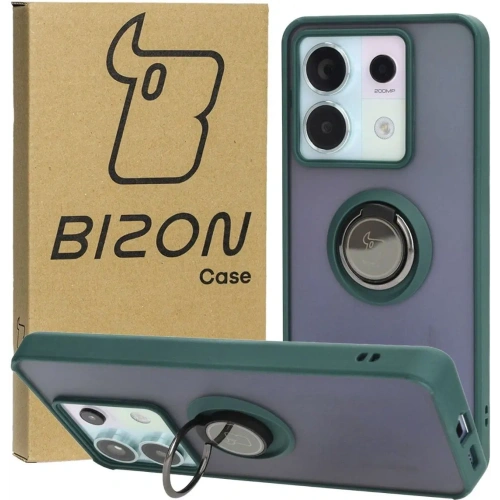 Kup Etui s úchopem na prst Bizon Case Hybrid Ring do Xiaomi Poco X6 / Xiaomi Redmi Note 13 Pro 5G kouřové s tmavozeleným rámečkem - BIZ5218 - {ean13} - Sklep Home Screen