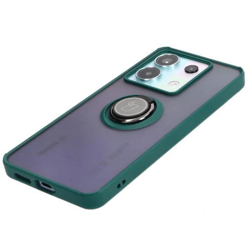 Kup Etui s úchopem na prst Bizon Case Hybrid Ring do Xiaomi Poco X6 / Xiaomi Redmi Note 13 Pro 5G kouřové s tmavozeleným rámečkem - BIZ5218 - {ean13} - Sklep Home Screen