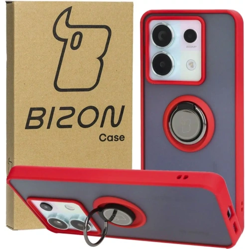 Kup Etui s úchopem na prst Bizon Case Hybrid Ring do Xiaomi Poco X6 / Xiaomi Redmi Note 13 Pro 5G kouřové s červeným rámečkem - BIZ5219 - {ean13} - Sklep Home Screen