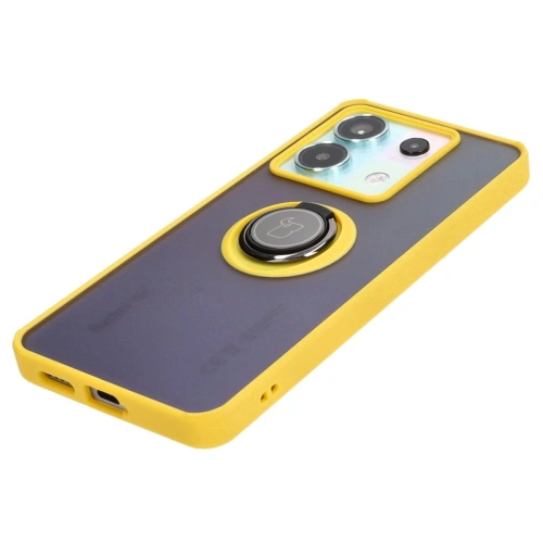 Kup Etui z uchwytem na palec Bizon Case Hybrid Ring do Xiaomi Poco X6 / Xiaomi Redmi Note 13 Pro 5G przydymione z żółtą ramką - BIZ5222 - {ean13} - Sklep Home Screen