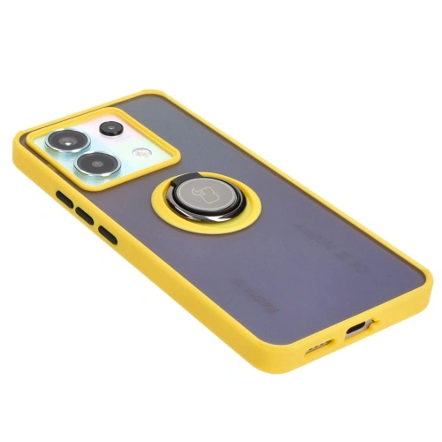 Kup Etui s úchopem na prst Bizon Case Hybrid Ring do Xiaomi Poco X6 / Xiaomi Redmi Note 13 Pro 5G kouřové s žlutým rámečkem - BIZ5222 - {ean13} - Sklep Home Screen