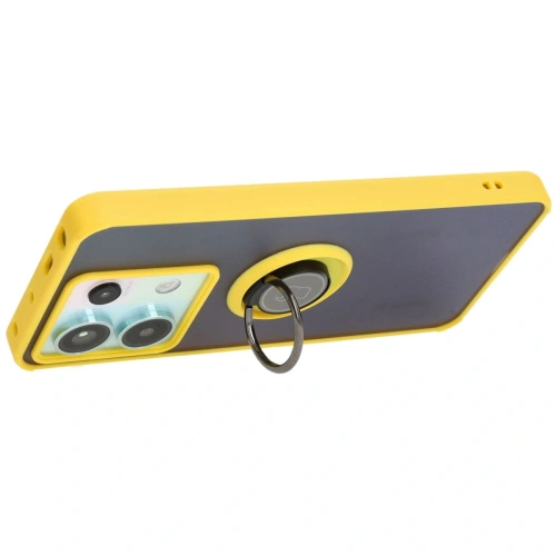 Kup Etui z uchwytem na palec Bizon Case Hybrid Ring do Xiaomi Poco X6 / Xiaomi Redmi Note 13 Pro 5G przydymione z żółtą ramką - BIZ5222 - {ean13} - Sklep Home Screen