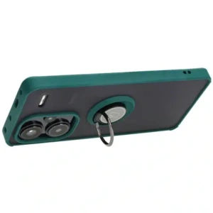 Bizon Case Hybrid Ring Xiaomi Redmi Note 13 Pro+ 5G smoky with a dark green frame