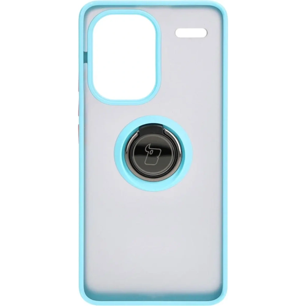 Etui z uchwytem na palec Bizon Case Hybrid Ring do Xiaomi Redmi Note 13 Pro+ 5G przydymione z jasnoniebieską ramką