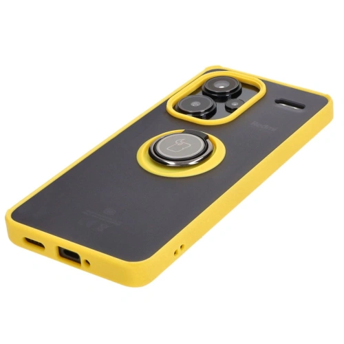 Kup Etui z uchwytem na palec Bizon Case Hybrid Ring do Xiaomi Redmi Note 13 Pro+ 5G przydymione z żółtą ramką - BIZ4656 - {ean13} - Sklep Home Screen