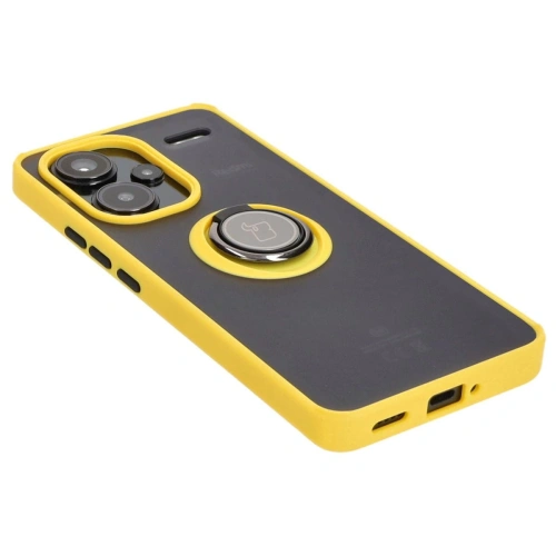 Kup Etui z uchwytem na palec Bizon Case Hybrid Ring do Xiaomi Redmi Note 13 Pro+ 5G przydymione z żółtą ramką - BIZ4656 - {ean13} - Sklep Home Screen