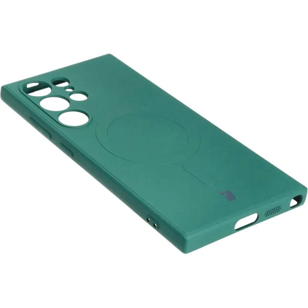Etui Bizon Case Silicone Magnetic Sq do Samsung Galaxy S24 Ultra ciemnozielone