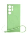 Etui Bizon Case Silicone Magnetic Sq do Samsung Galaxy S24 Ultra jasně zelené