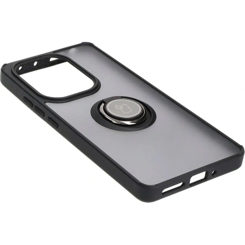 Etui z uchwytem na palec Bizon Case Hybrid Ring do Xiaomi Poco M6 Pro 4G / Xiaomi Redmi Note 13 Pro 4G / LTE / 14S przydymione z czarną ramką