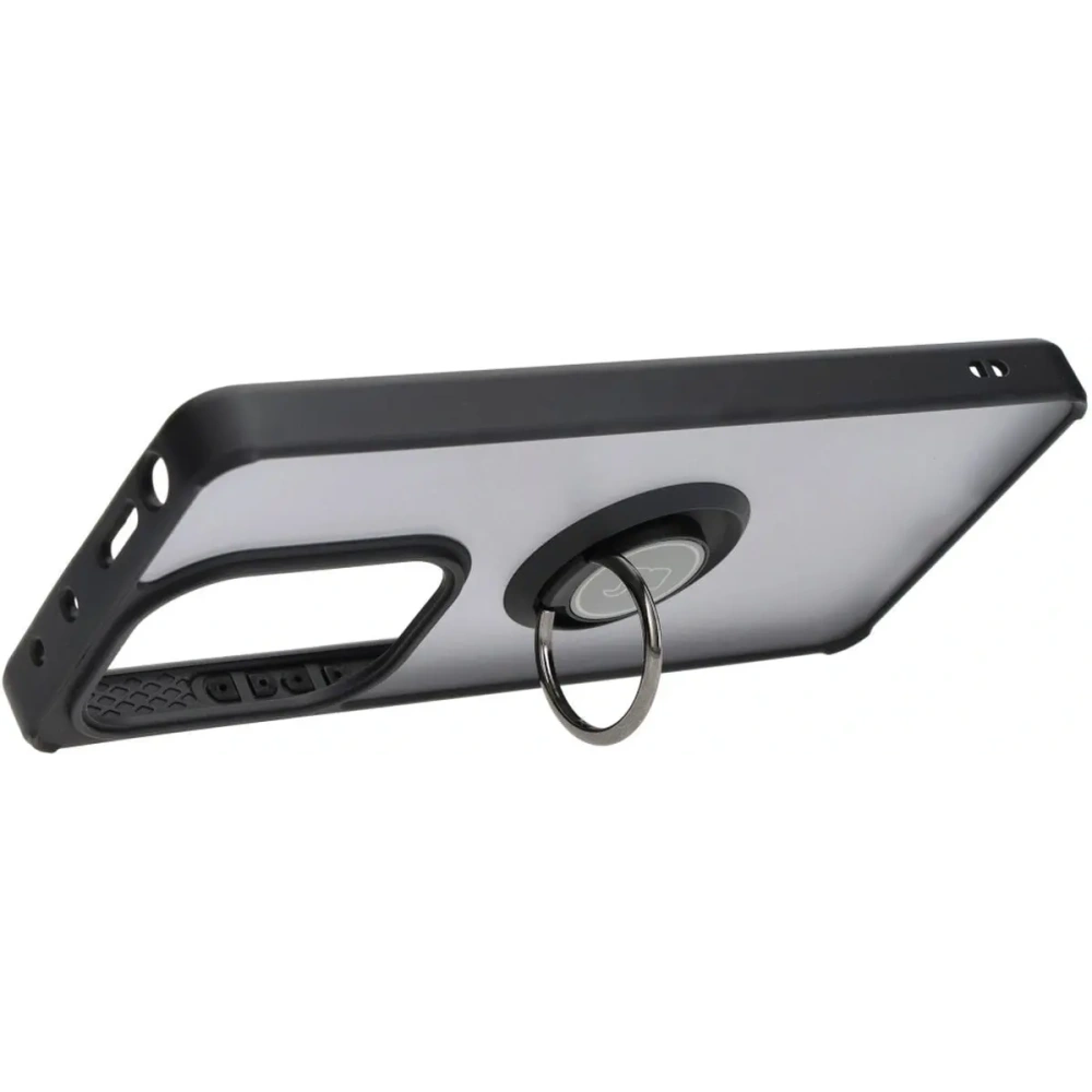 Etui z uchwytem na palec Bizon Case Hybrid Ring do Xiaomi Poco M6 Pro 4G / Xiaomi Redmi Note 13 Pro 4G / LTE / 14S przydymione z czarną ramką