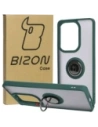 Bizon Case Hybrid Ring Xiaomi Poco M6 Pro 4G / Xiaomi Redmi Note 13 Pro 4G rauchig mit einem dunkelgrünen Rahmen